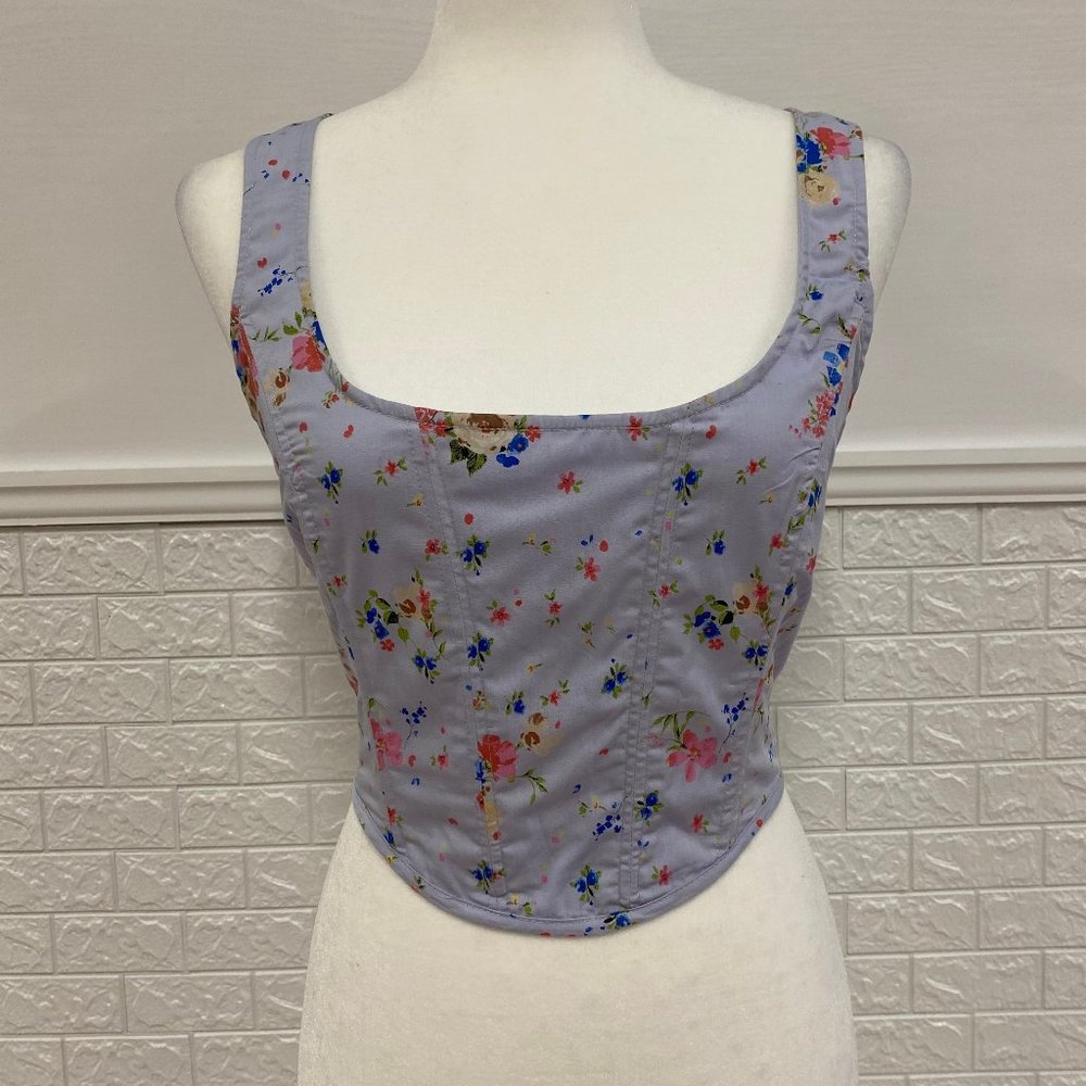 Floral Zip Bustier Top